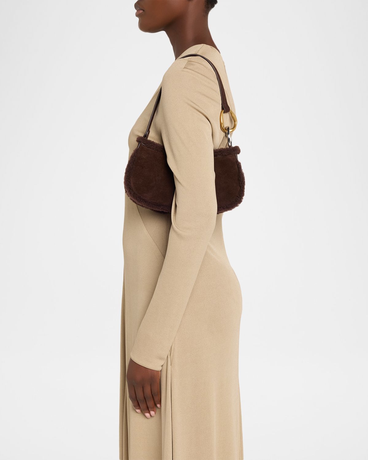 STAUD Ollie Shearling-Trim Suede Shoulder Bag | Thumbnail 6 STAUD Ollie Shearling-Trim Suede Shoulder Bag | Thumbnail 6