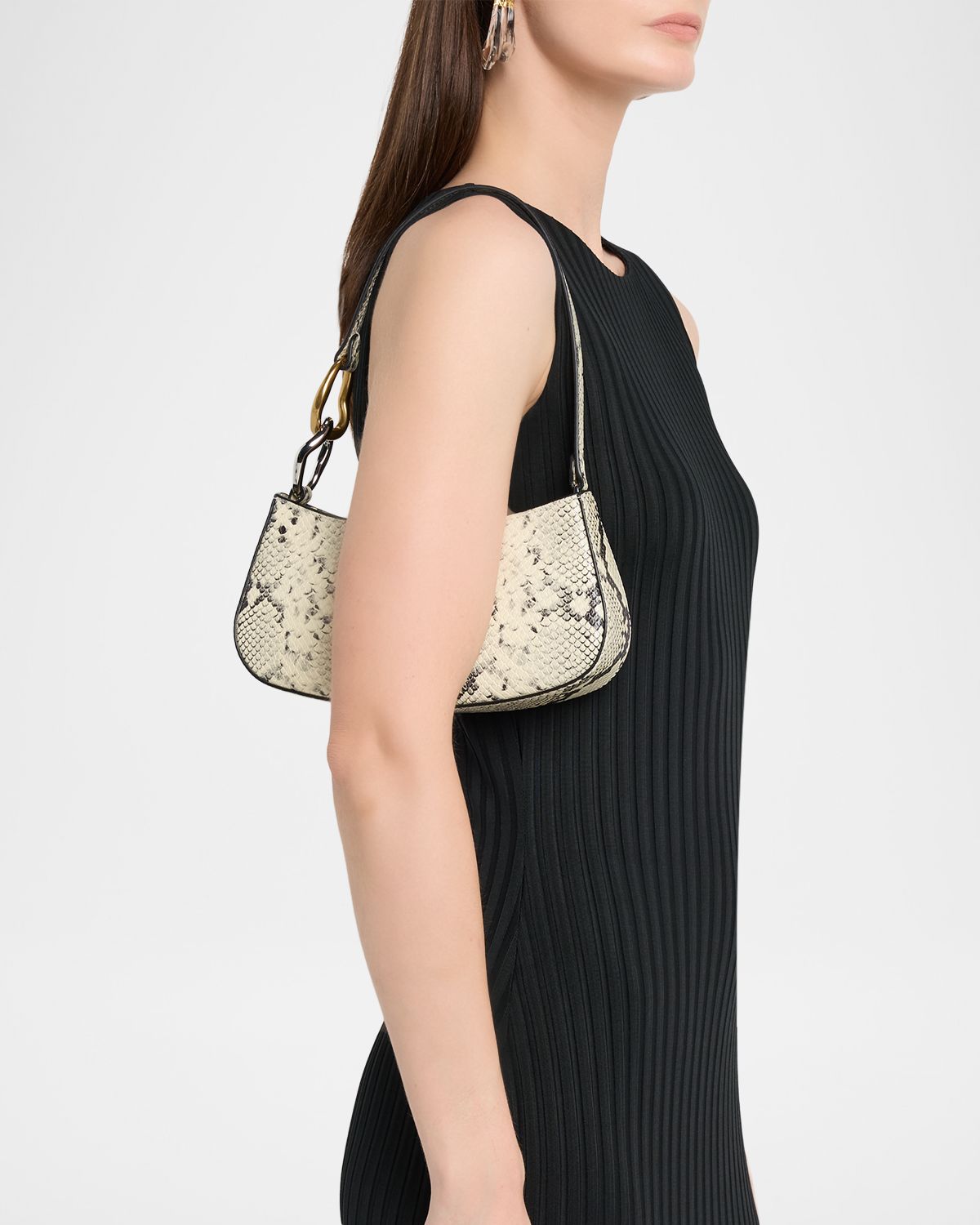 STAUD Ollie Curved Snake-Embossed Leather Shoulder Bag | Thumbnail 6 STAUD Ollie Curved Snake-Embossed Leather Shoulder Bag | Thumbnail 6