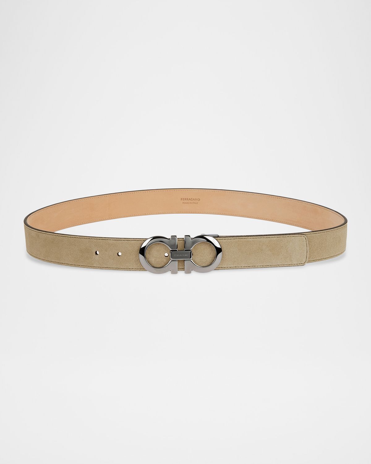 Ferragamo Men 's Gancini Suede Belt
