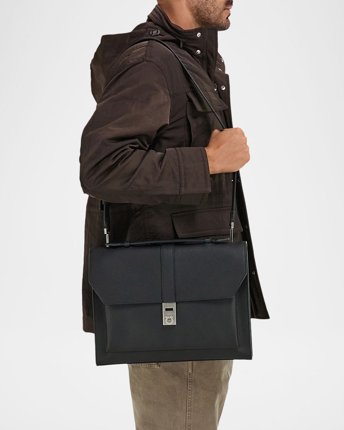 Ferragamo Men's Hug Leather Briefcase
