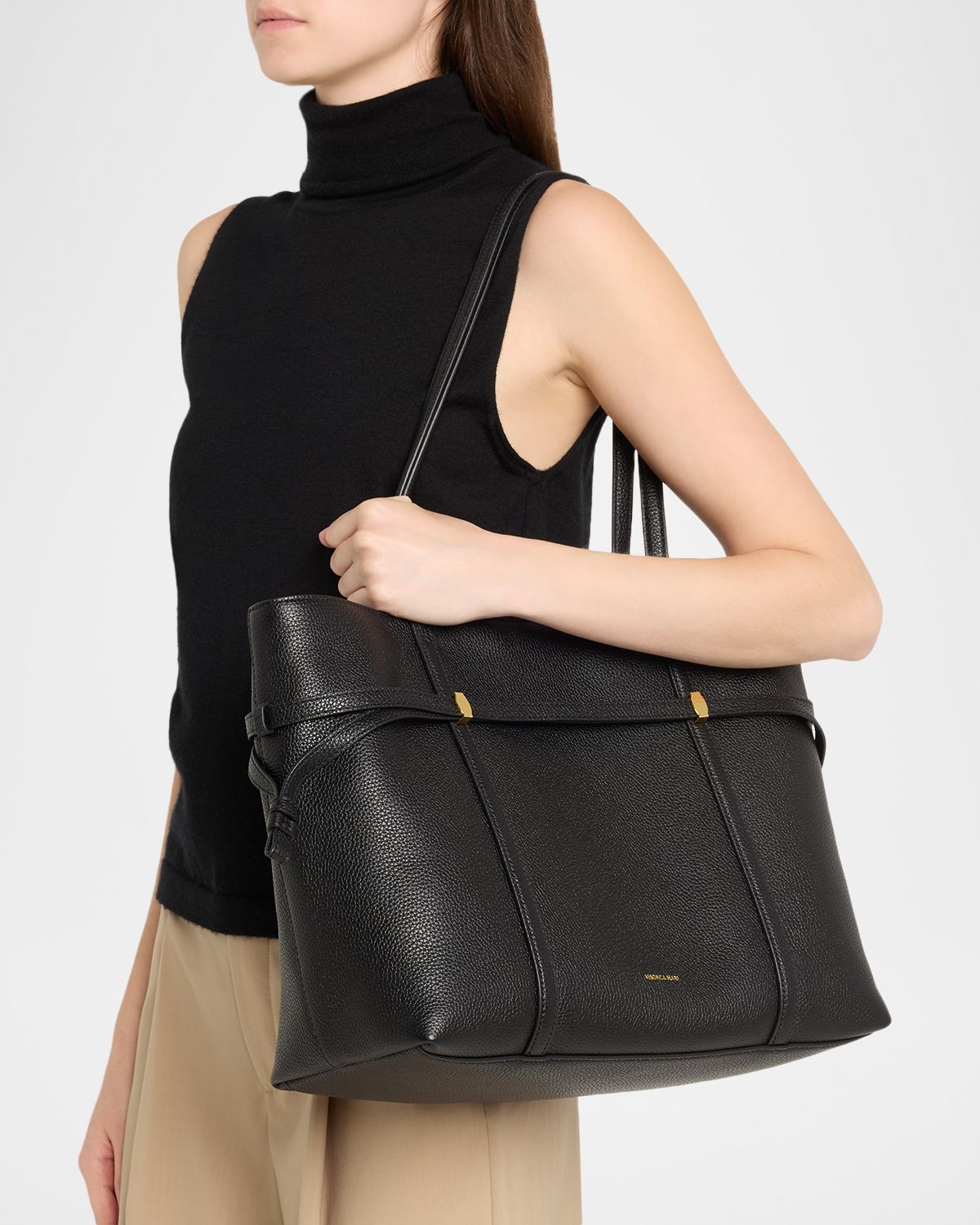 Veronica Beard Lasso Belted Leather Tote Bag
