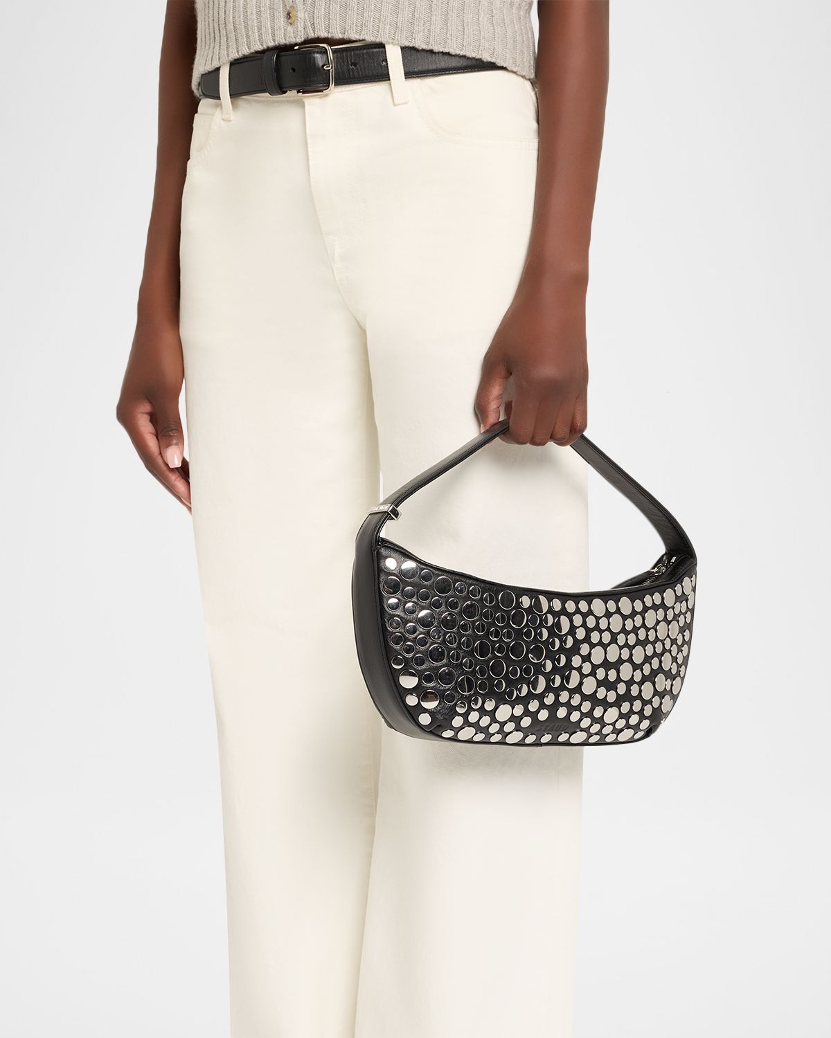 STAUD Demy Mirror-Embellished Leather Shoulder Bag | Thumbnail 6