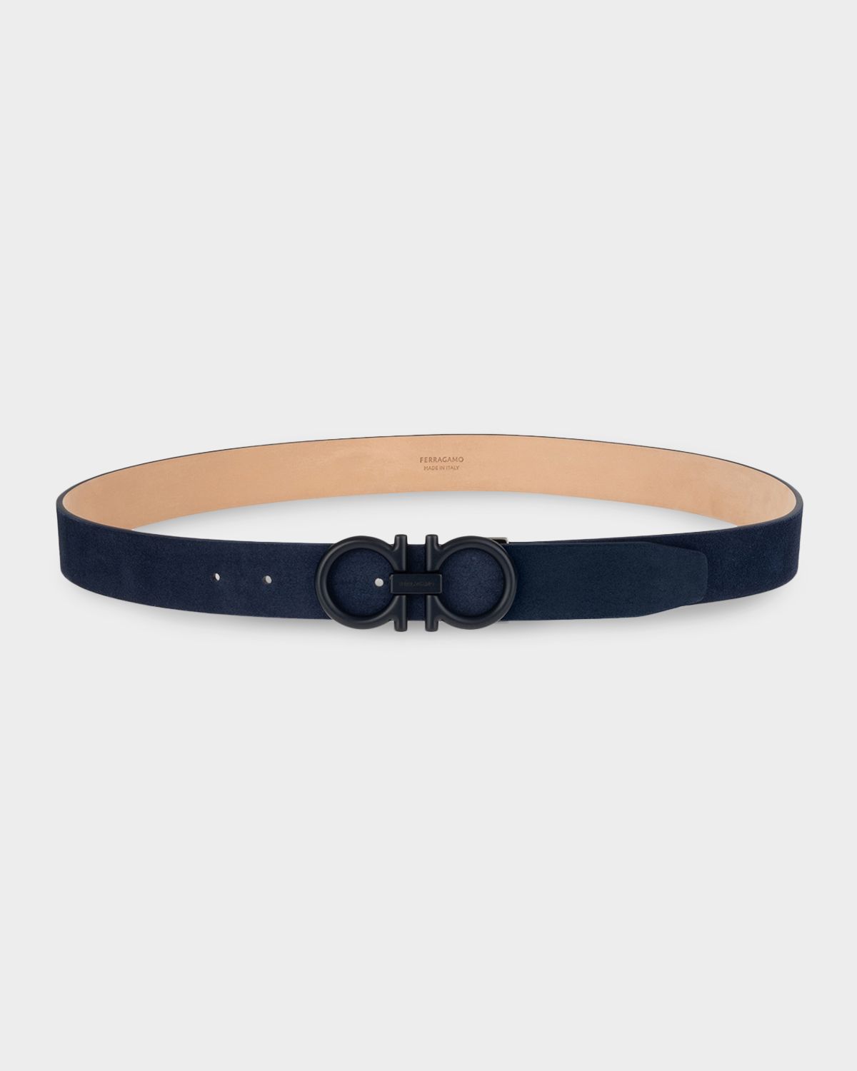 Ferragamo Men 's Suede Gancini-Buckle Belt