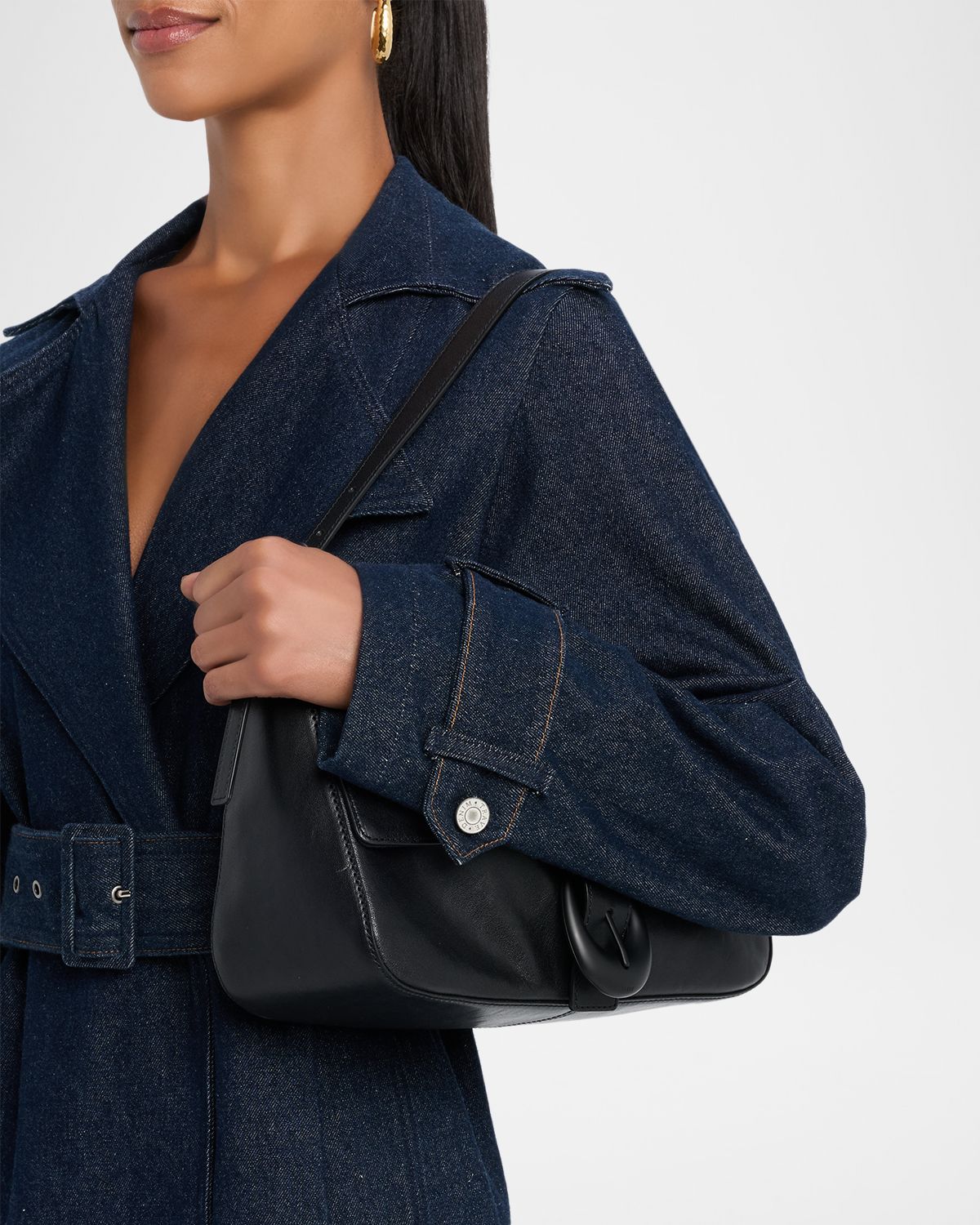 STAUD Harlow Medium Leather Shoulder Bag