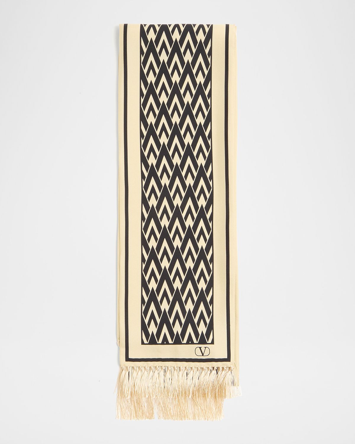 Valentino Garavani Toute La V Bandeau Scarf with Fringe