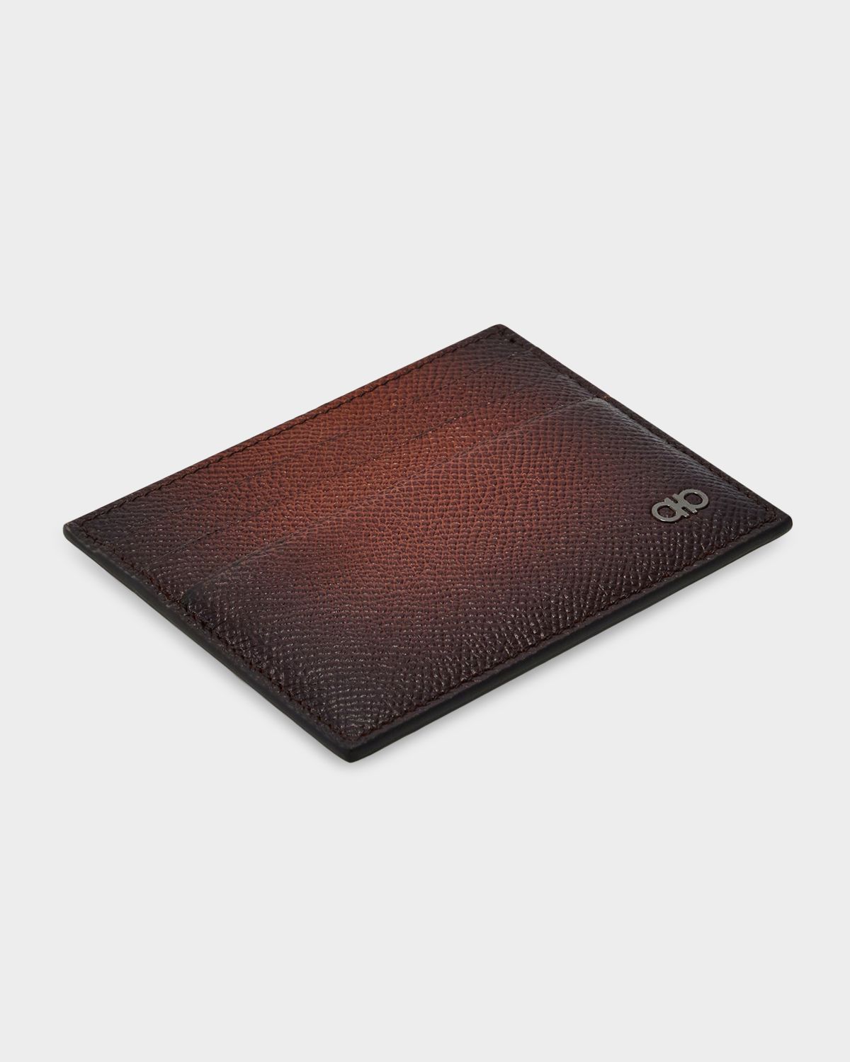 Ferragamo Men 's Micro Gancini Grain Leather Card Holder