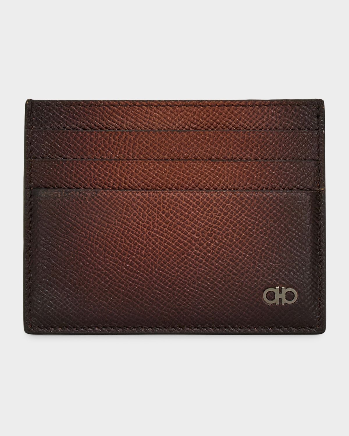 Ferragamo Men 's Micro Gancini Grain Leather Card Holder