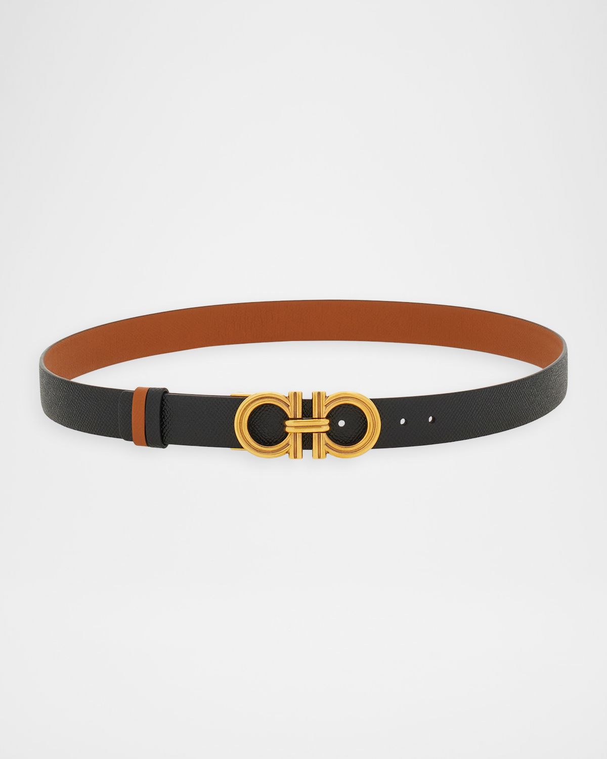 Ferragamo Donna Reversible Leather Double Gancini Belt