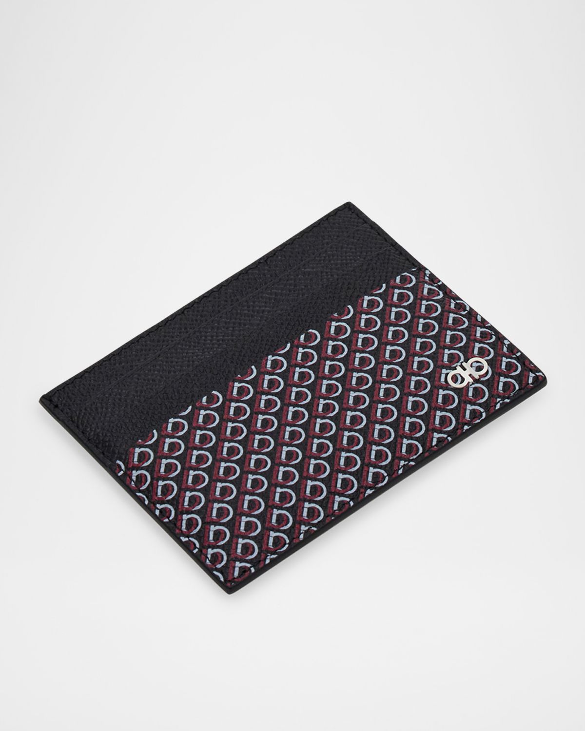 Ferragamo Men 's Micro Gancini Printed Leather Card Holder