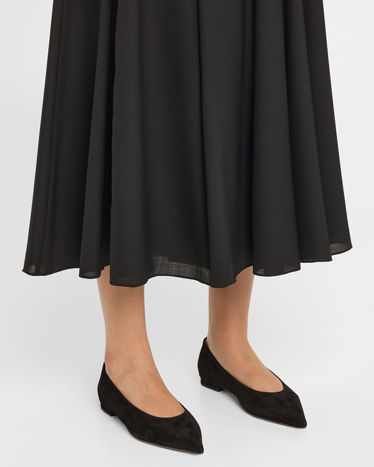 Gianvito Rossi Suede Pointed-Toe Ballerina Flats