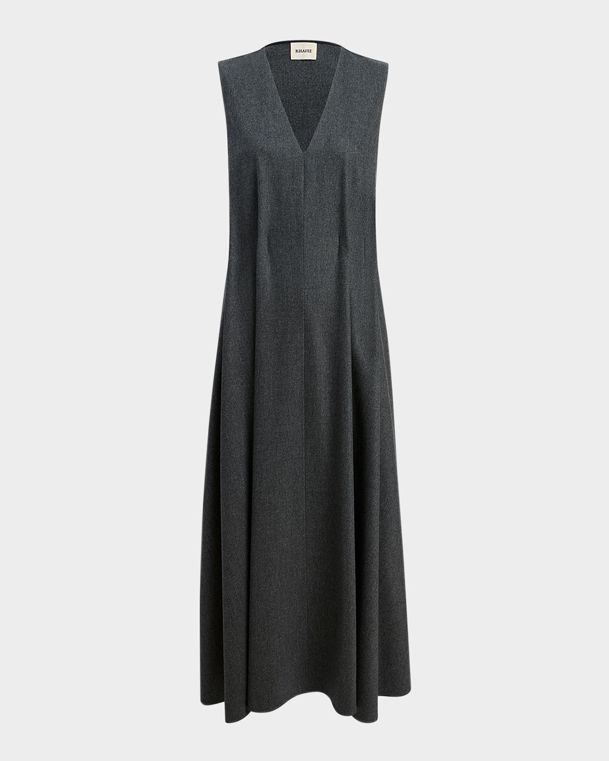 Khaite Syd V-Neck Sleeveless Wool Maxi Dress