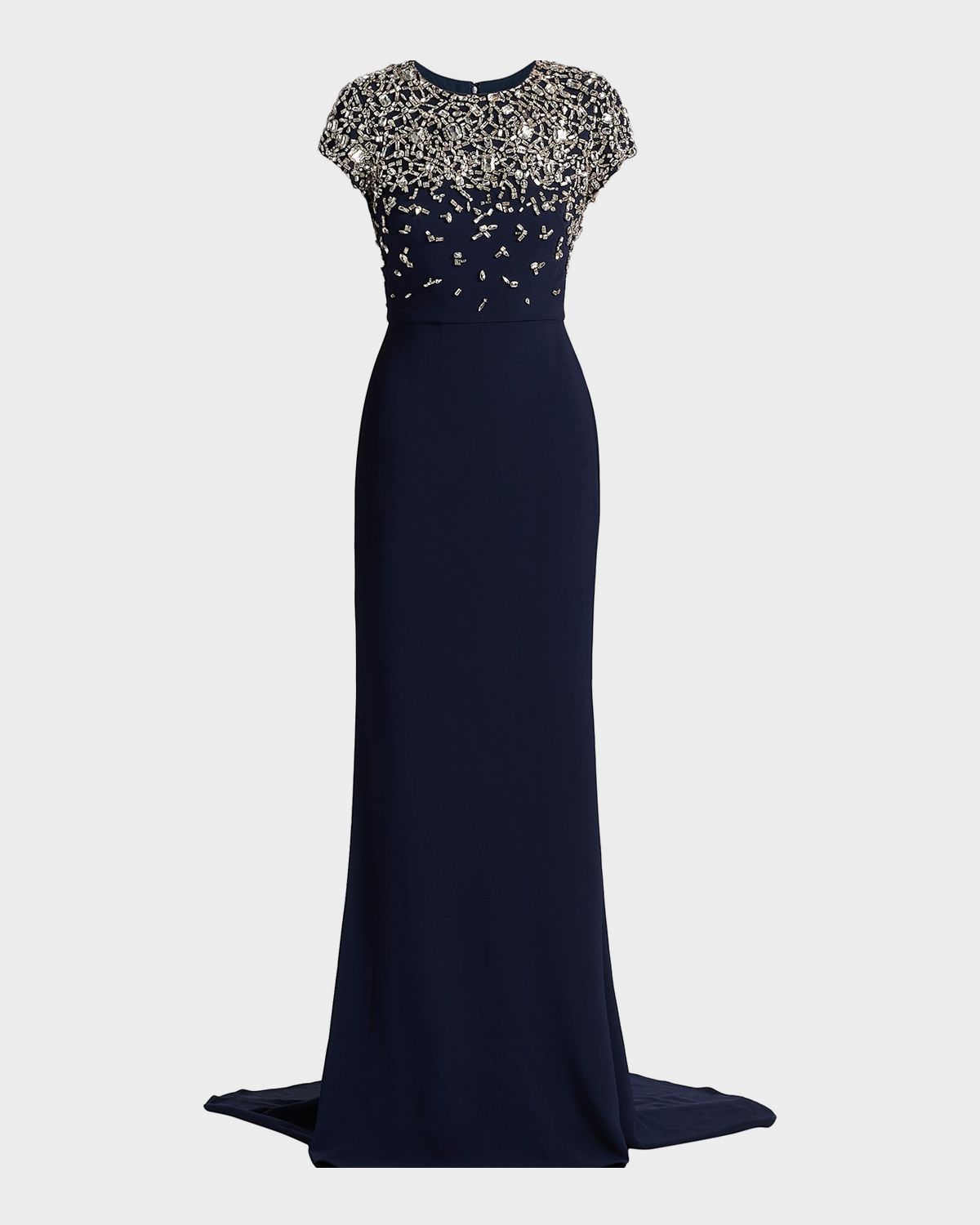 Oscar de la Renta Mosaic Crystal Embroidered Cady Gown