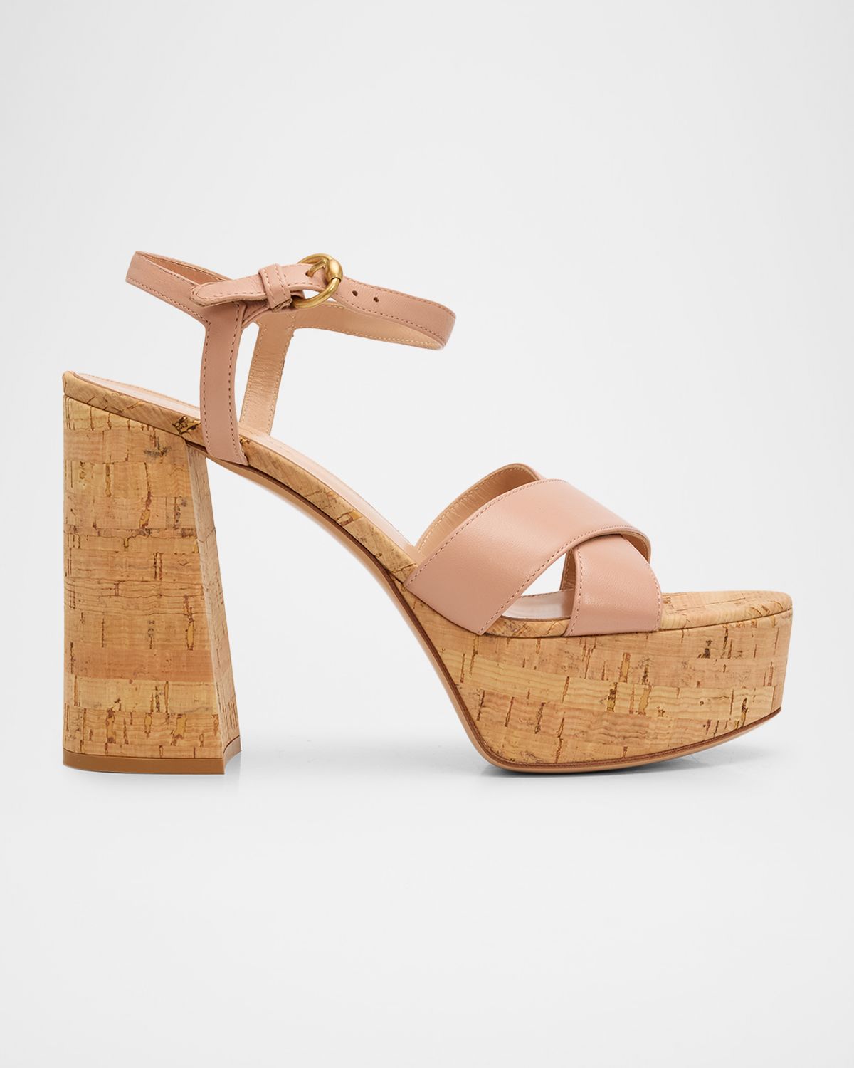 Gianvito Rossi 70mm Leather Cork Platform Sandals