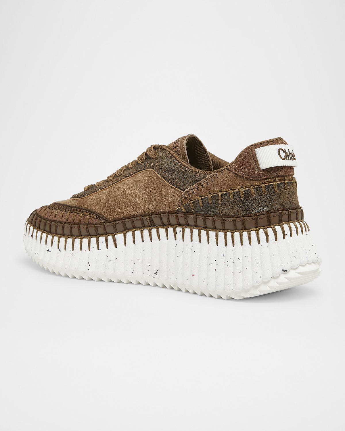 Chloe Nama Mixed Leather Low-Top Platform Sneakers | Thumbnail 4 Chloe Nama Mixed Leather Low-Top Platform Sneakers | Thumbnail 4