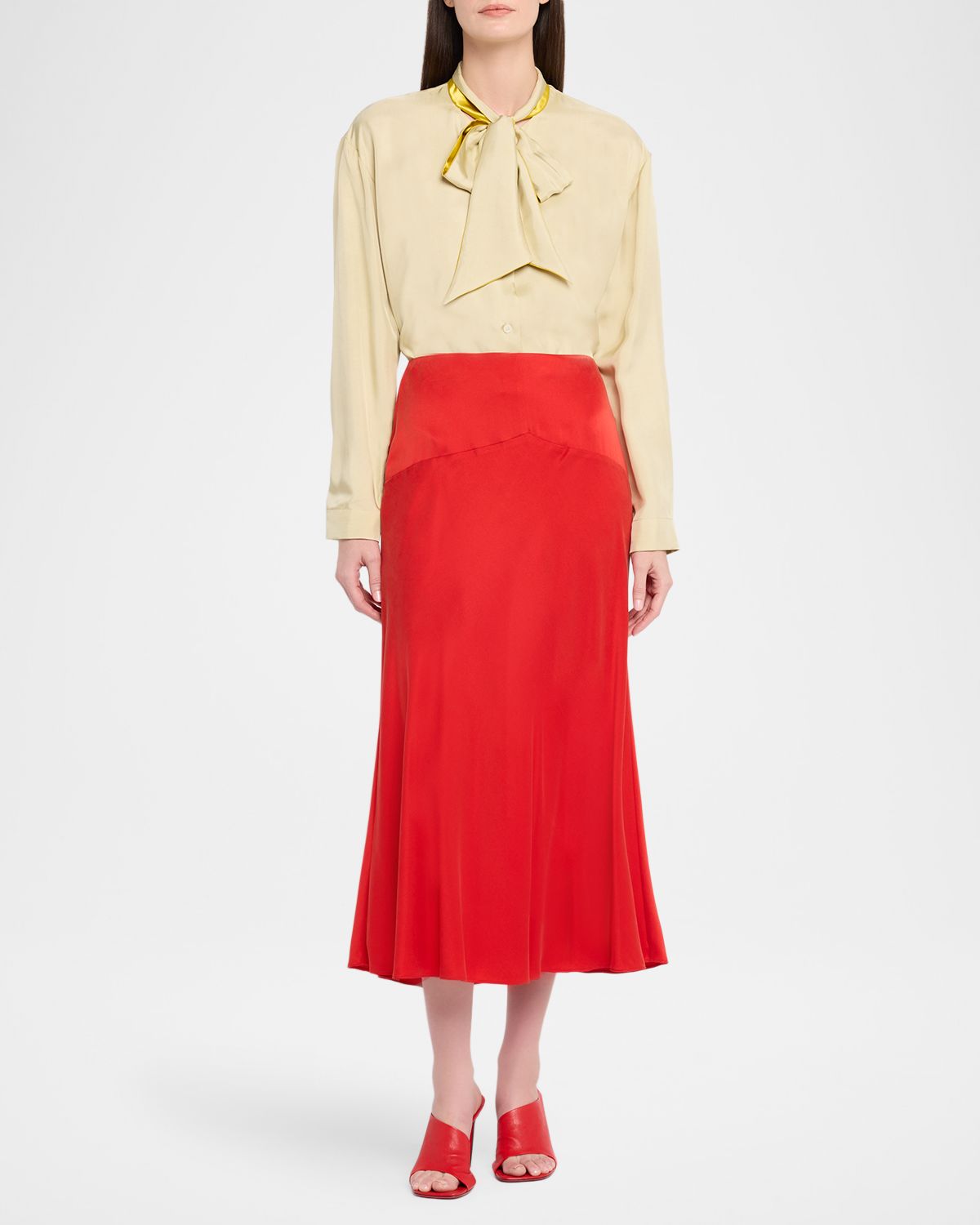 Marni Bow Neck Satin Back Crepe Button-Down Shirt - Women's Clothing