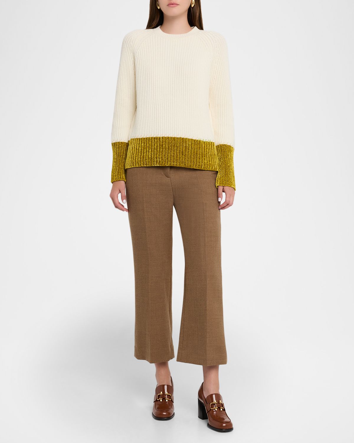 Marni Colorblock Fisherman Rib Crewneck Sweater