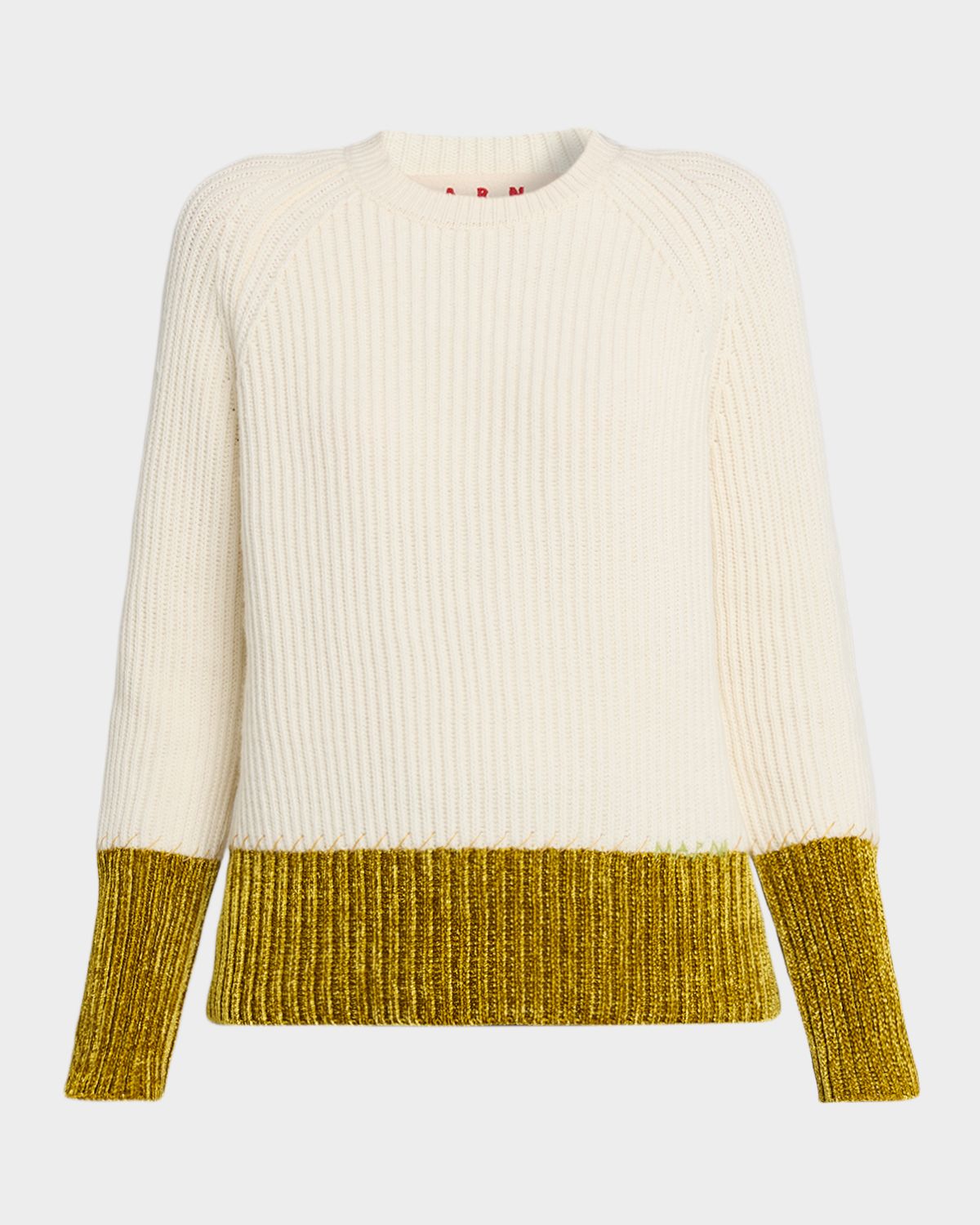 Marni Colorblock Fisherman Rib Crewneck Sweater
