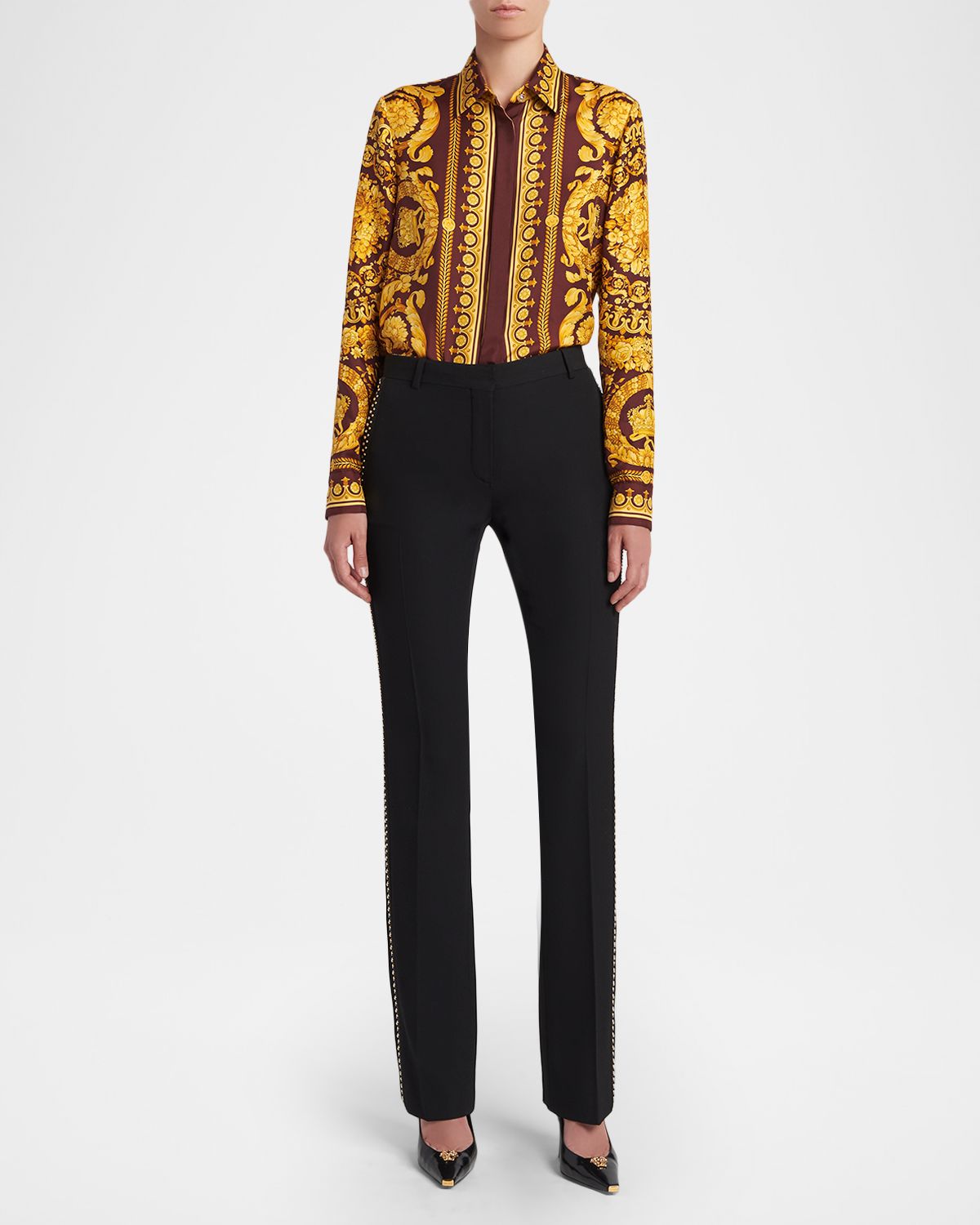 Versace Studded Slim Wool Trousers