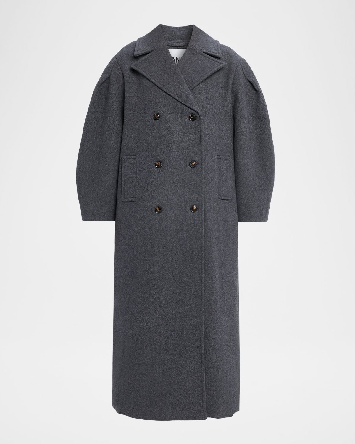 Ganni Oversized Puff-Sleeve Peacoat