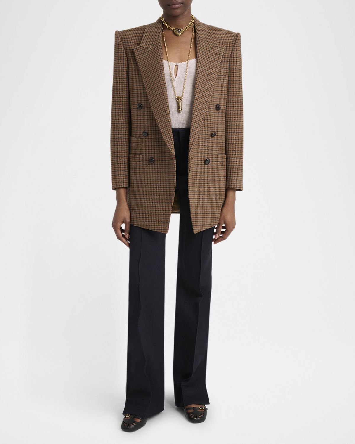 Chloe Herringbone Double-Breasted Jacket