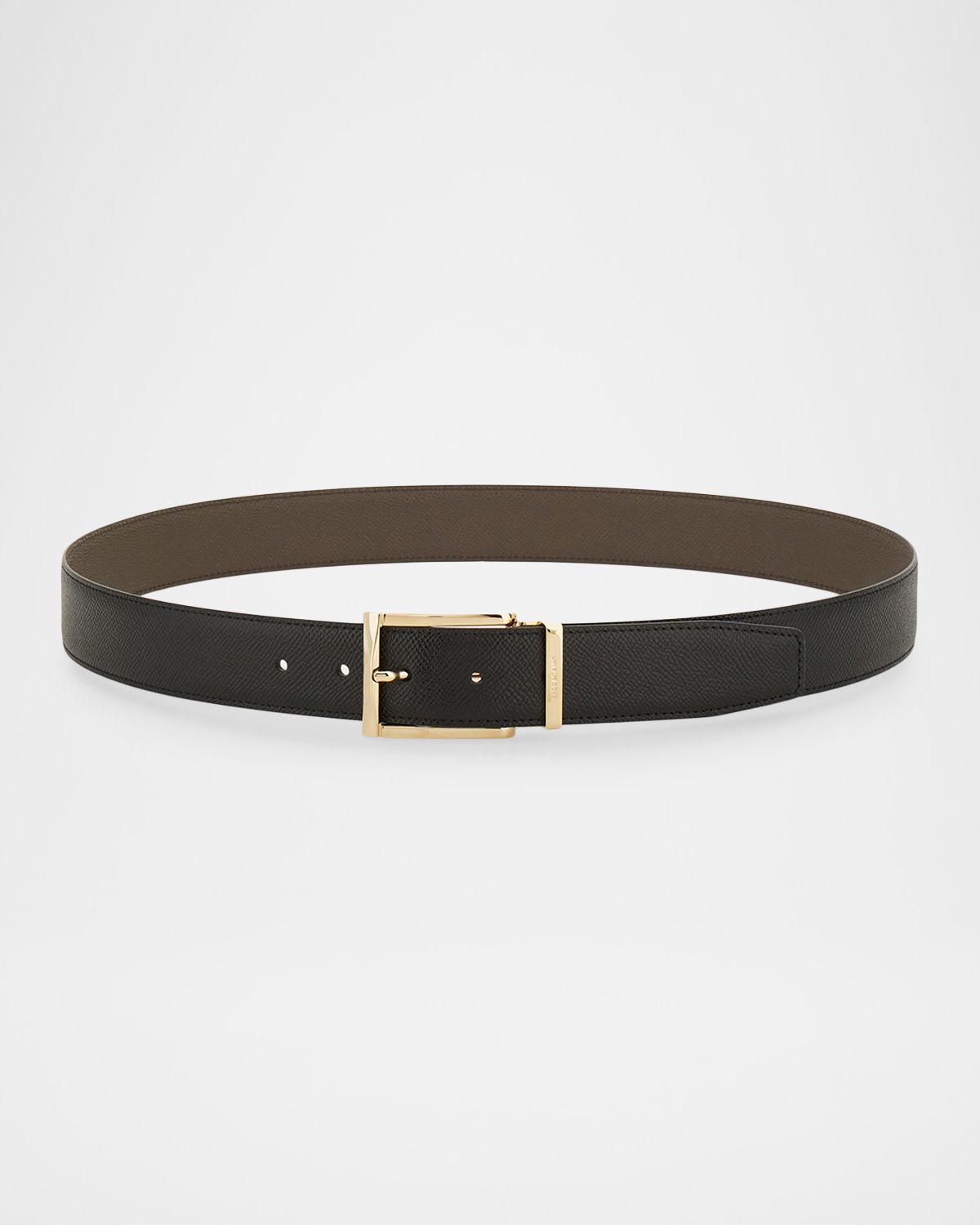 Ferragamo Men 's Reversible Hammered Leather Rectangle-Buckle Belt
