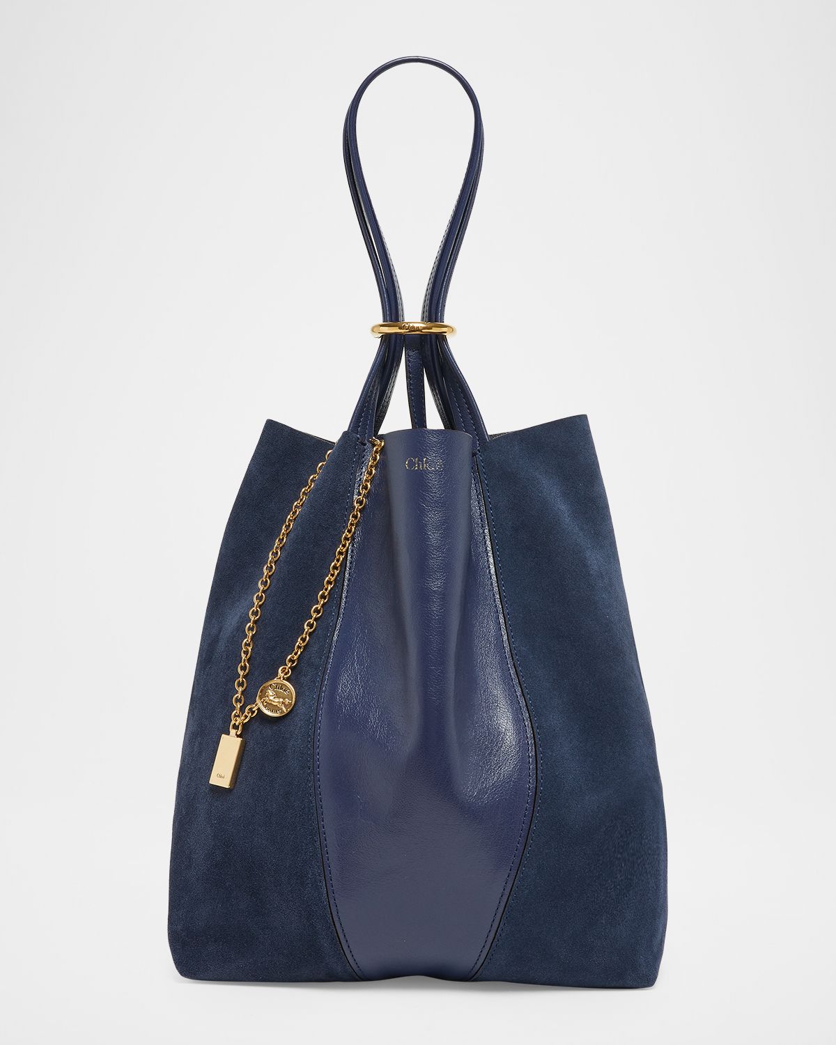 Chloe Spin Tote Bag in Grain Leather & Suede | Thumbnail 7