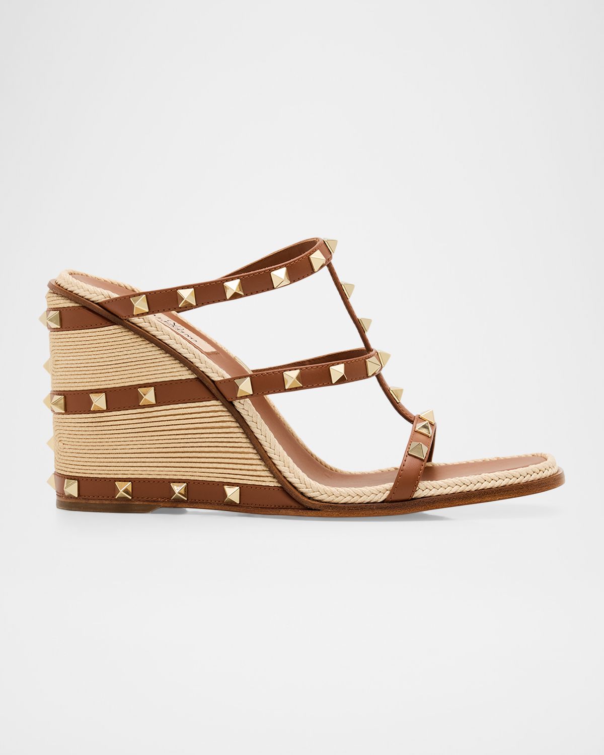 Valentino Garavani 100mm Rockstud Espadrille Wedge Sandals