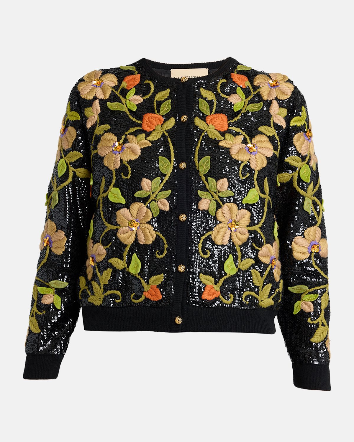 Valentino Garavani Sequined Floral Embroidered Crewneck Cardigan | Thumbnail 6 Valentino Garavani Sequined Floral Embroidered Crewneck Cardigan | Thumbnail 6