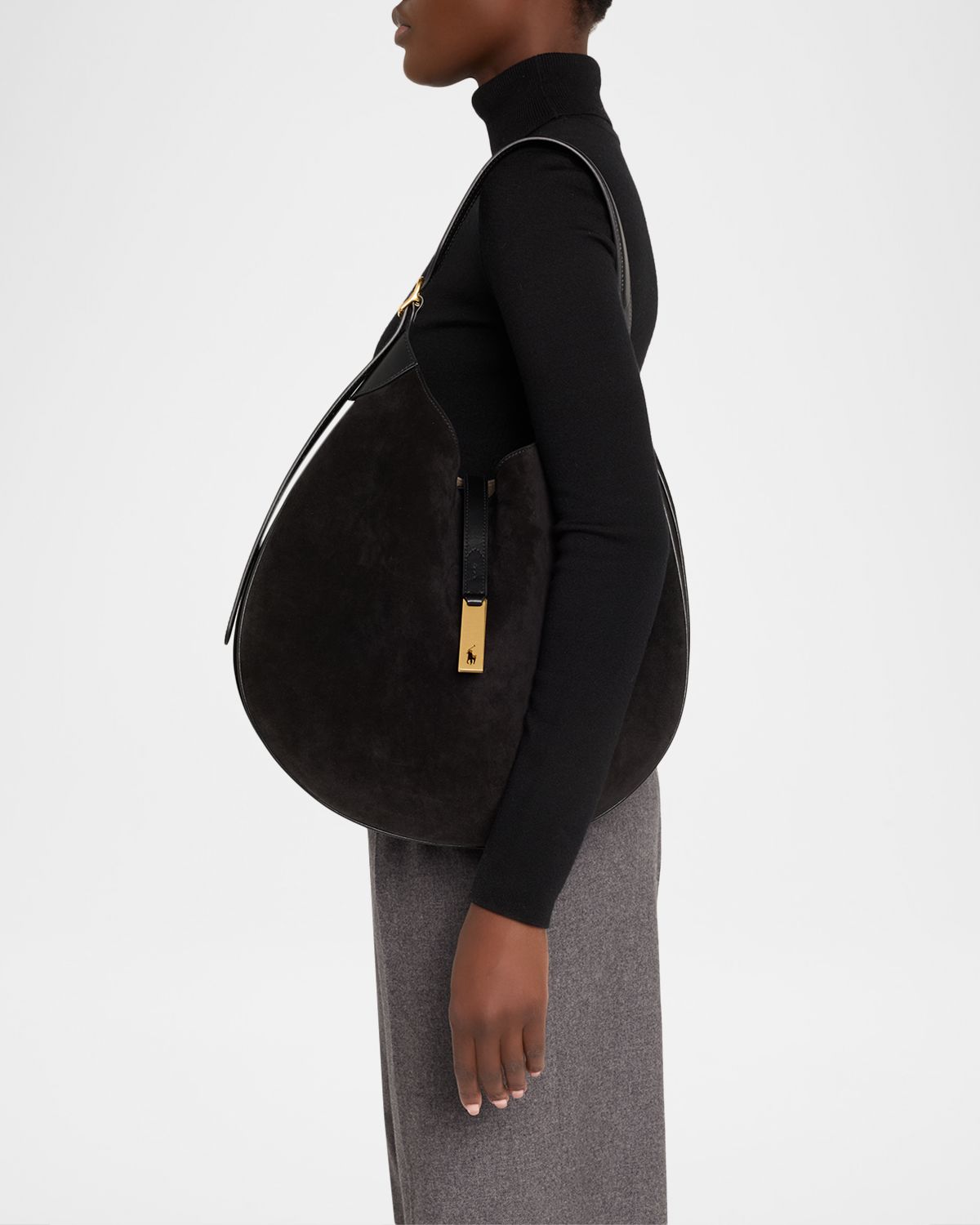 Polo Ralph Lauren Polo ID Suede Large Shoulder Bag