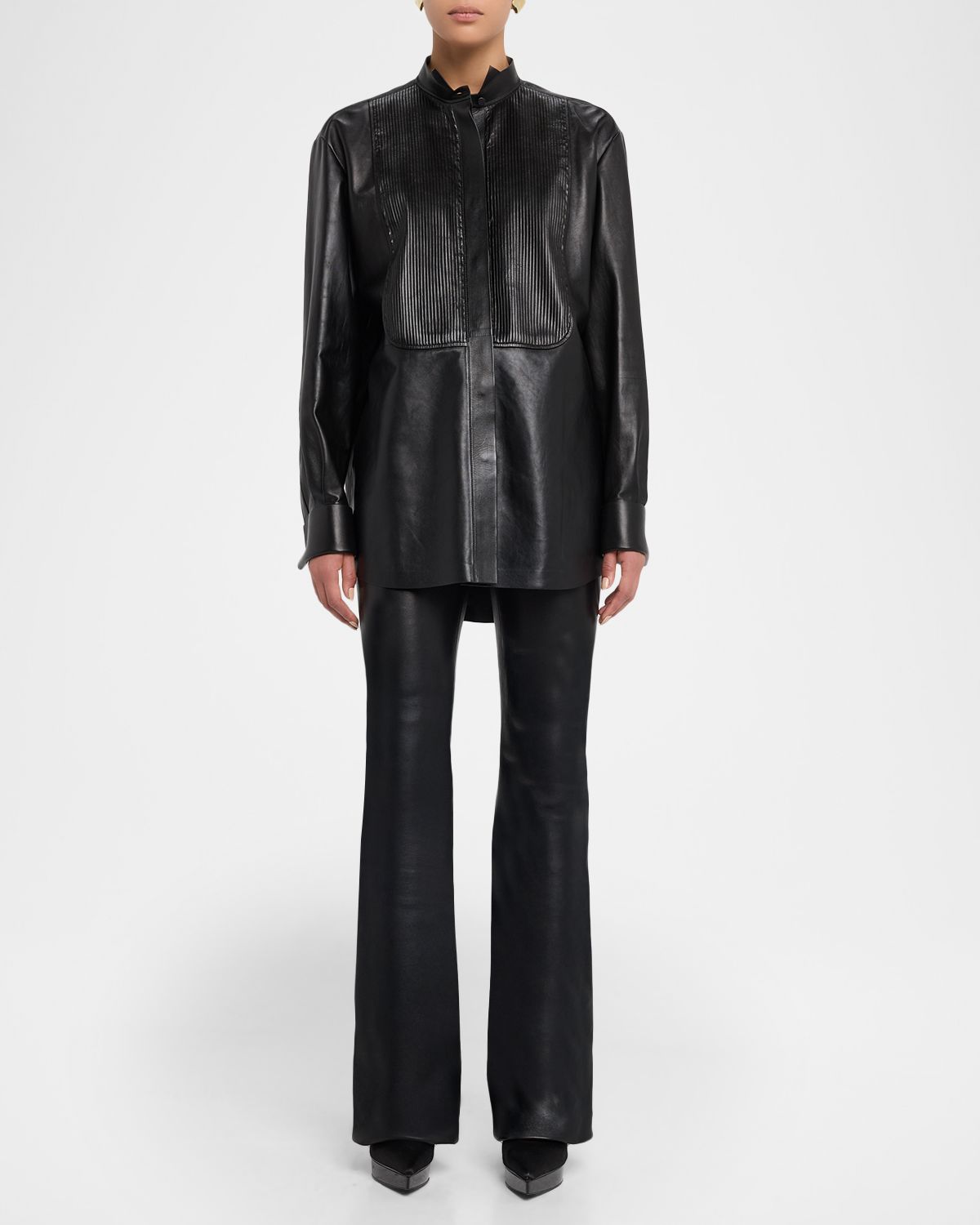TOM FORD French Plonge Leather Tuxedo Shirt | Thumbnail 5