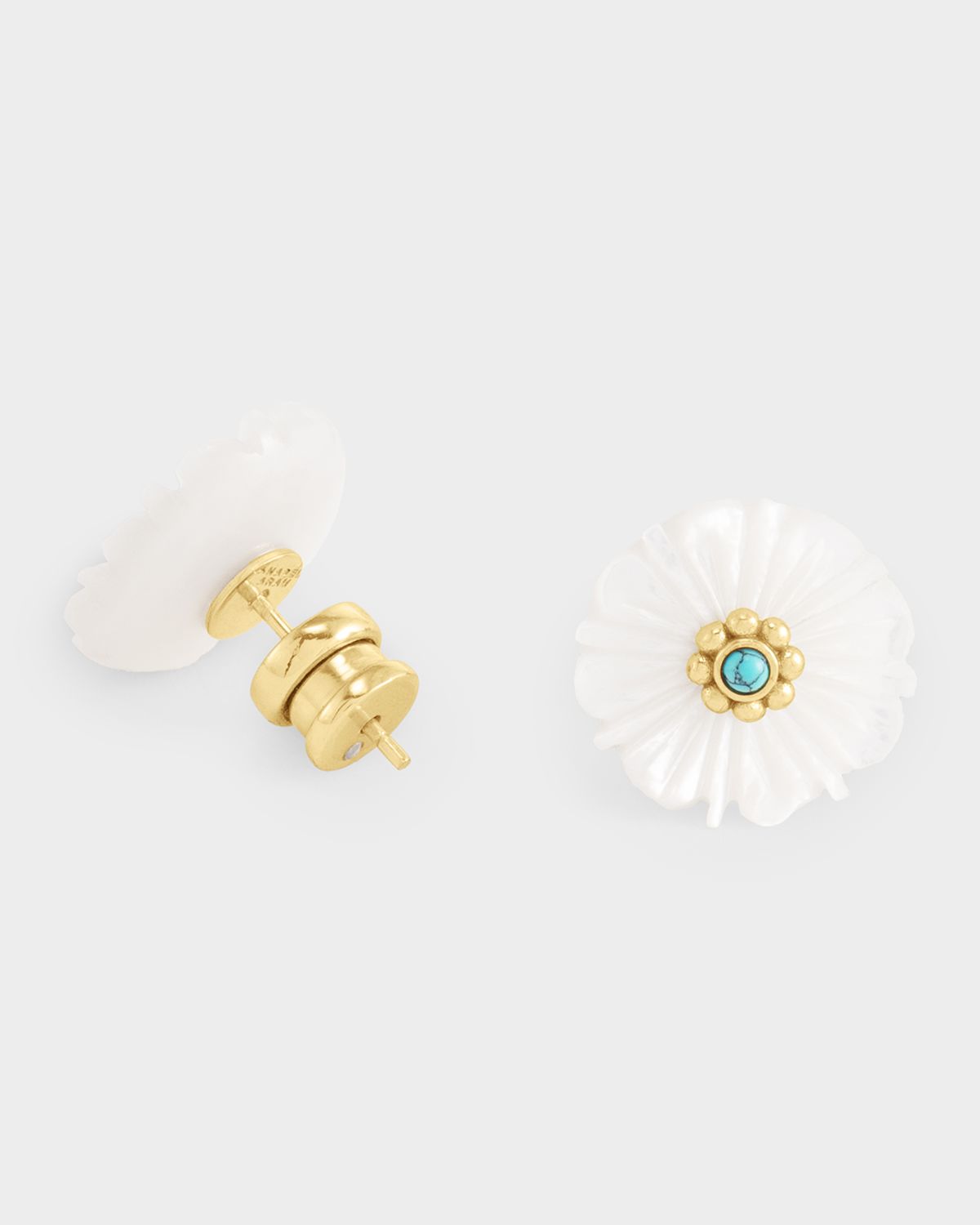 Anabel Aram Jewelry Milos Carved Stone Flower Stud Earrings, Pearl