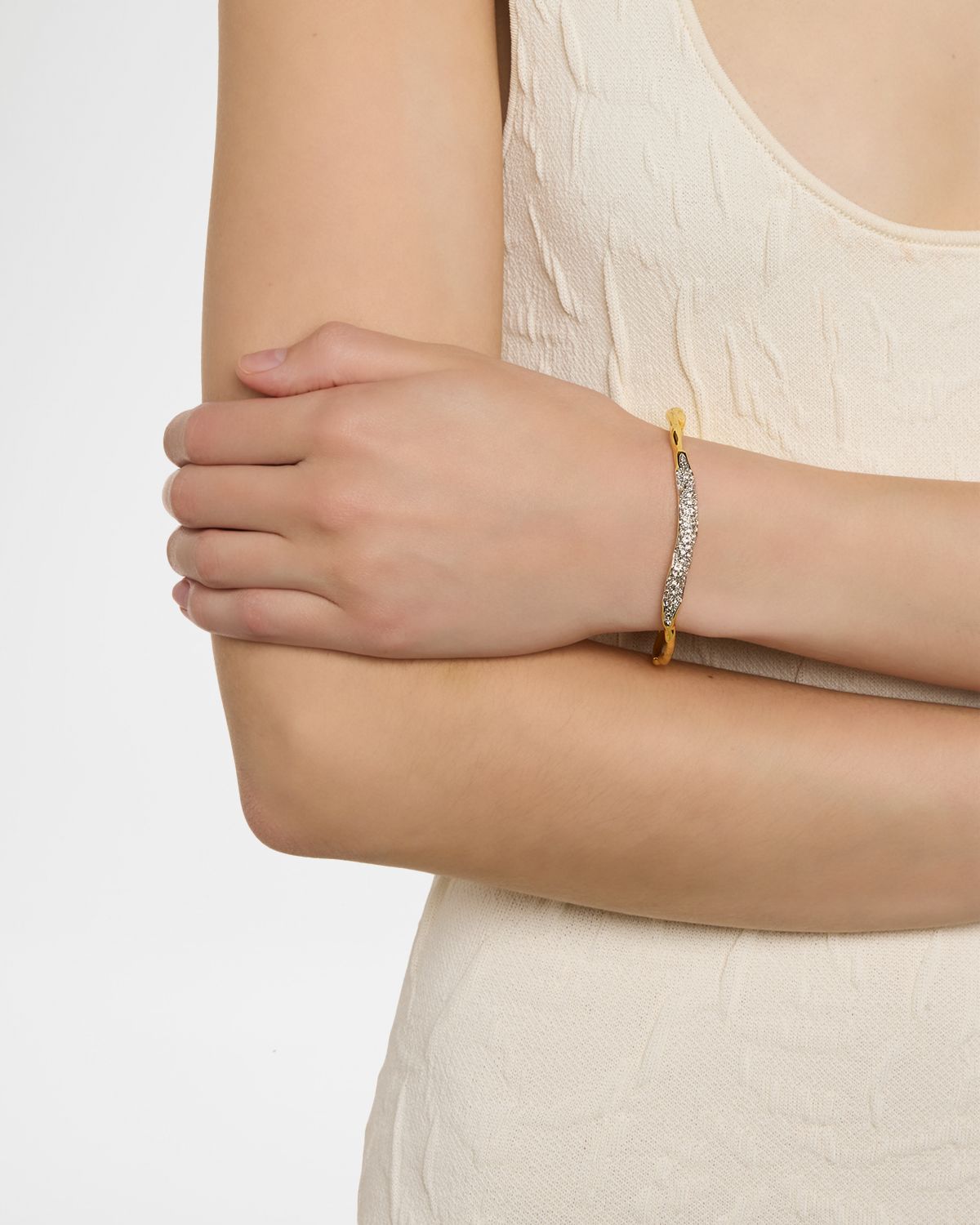 Alexis Bittar Solanales Gold Crystal Skinny Bangle Bracelet