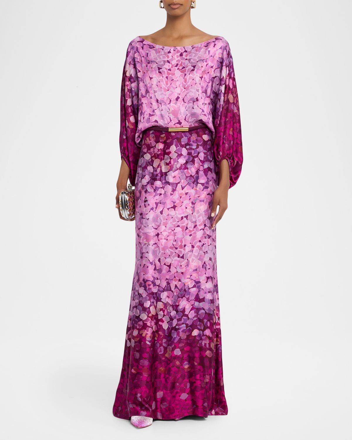 Silvia Tcherassi Lorella Off-The-Shoulder Degrade Abstract-Print Maxi Dress