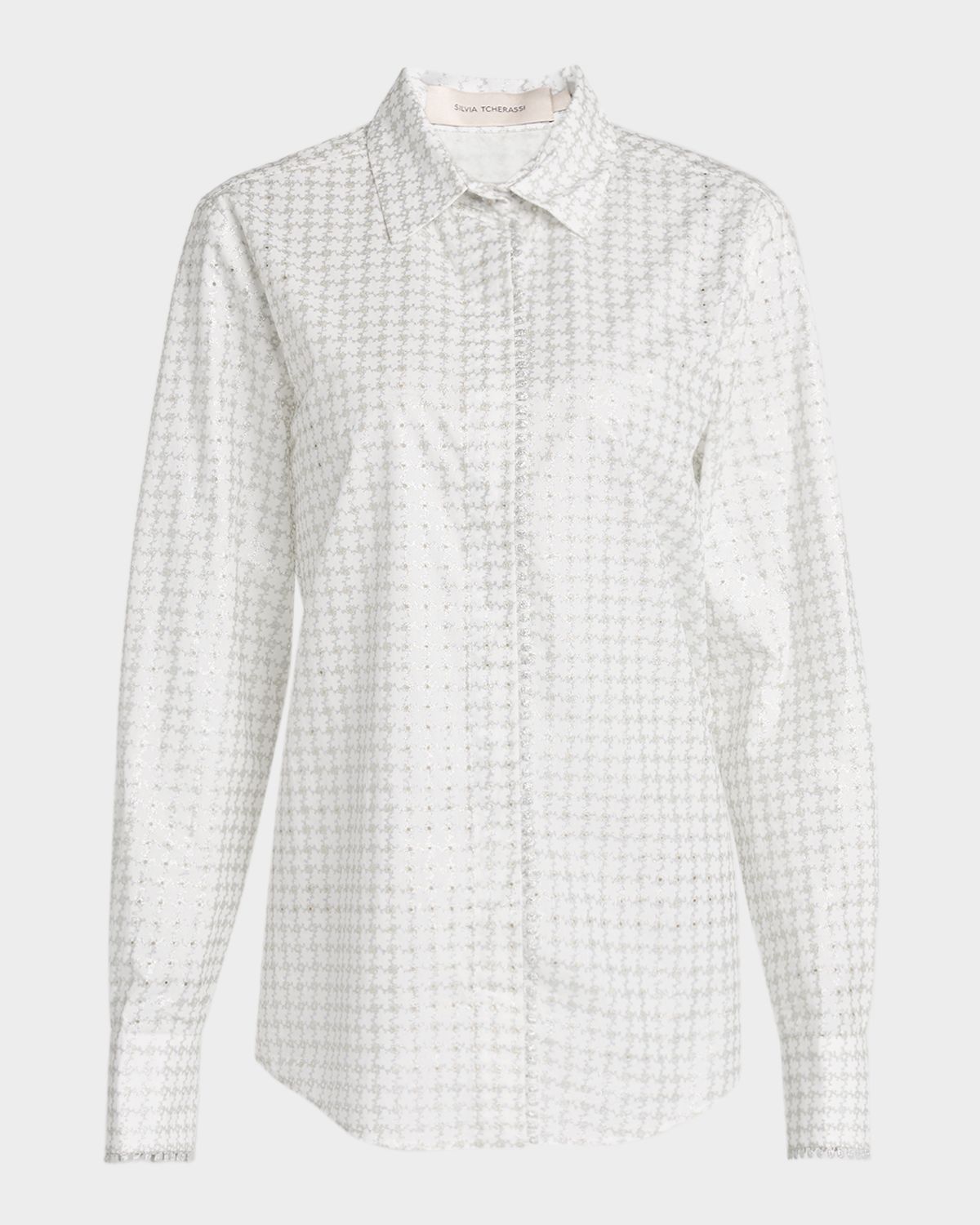 Silvia Tcherassi Metallic Eyelet Cotton Button-Down Shirt