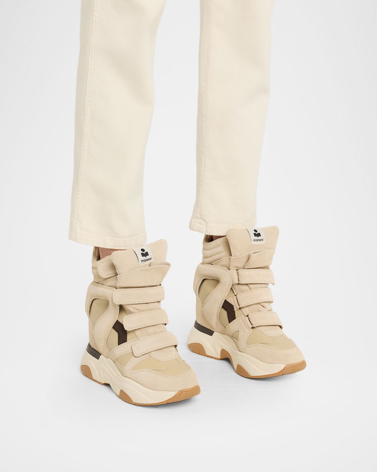 Isabel Marant Balskee Mixed Leather High-Top Sneakers