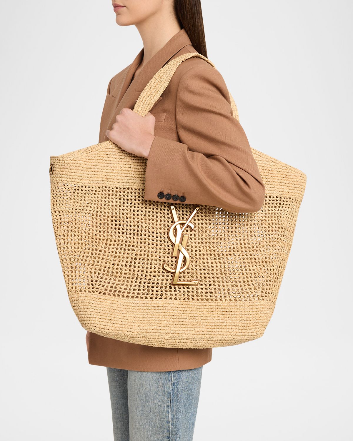 Saint Laurent Icare YSL Raffia Tote Bag | Thumbnail 7 Saint Laurent Icare YSL Raffia Tote Bag | Thumbnail 7
