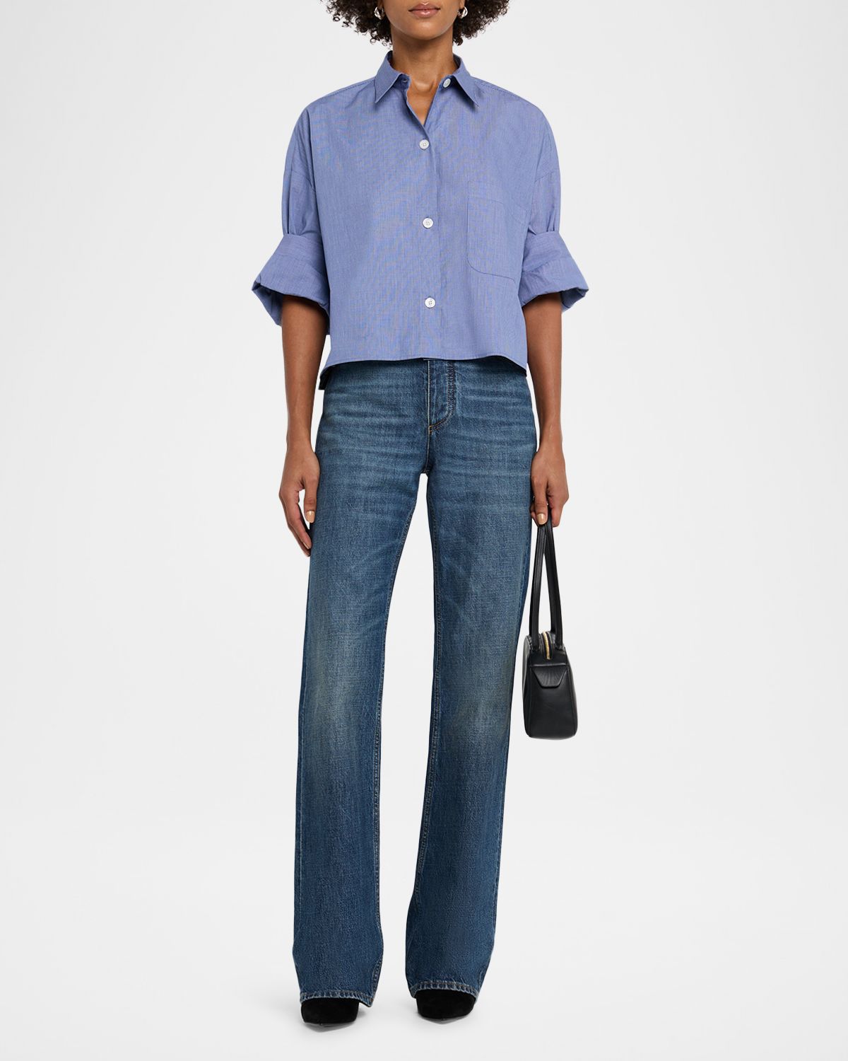 TWP Next Ex Cropped Shirt in Cotton Poplin