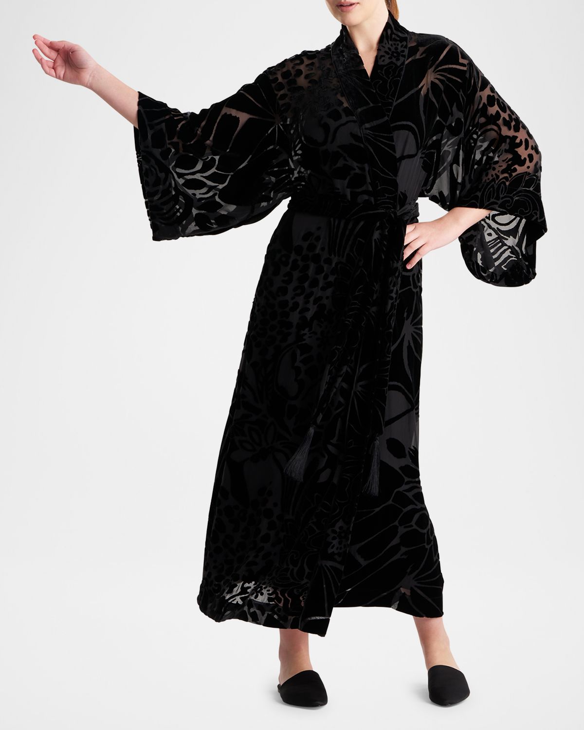 Natori Vouveau Floral Velvet Burnout Robe