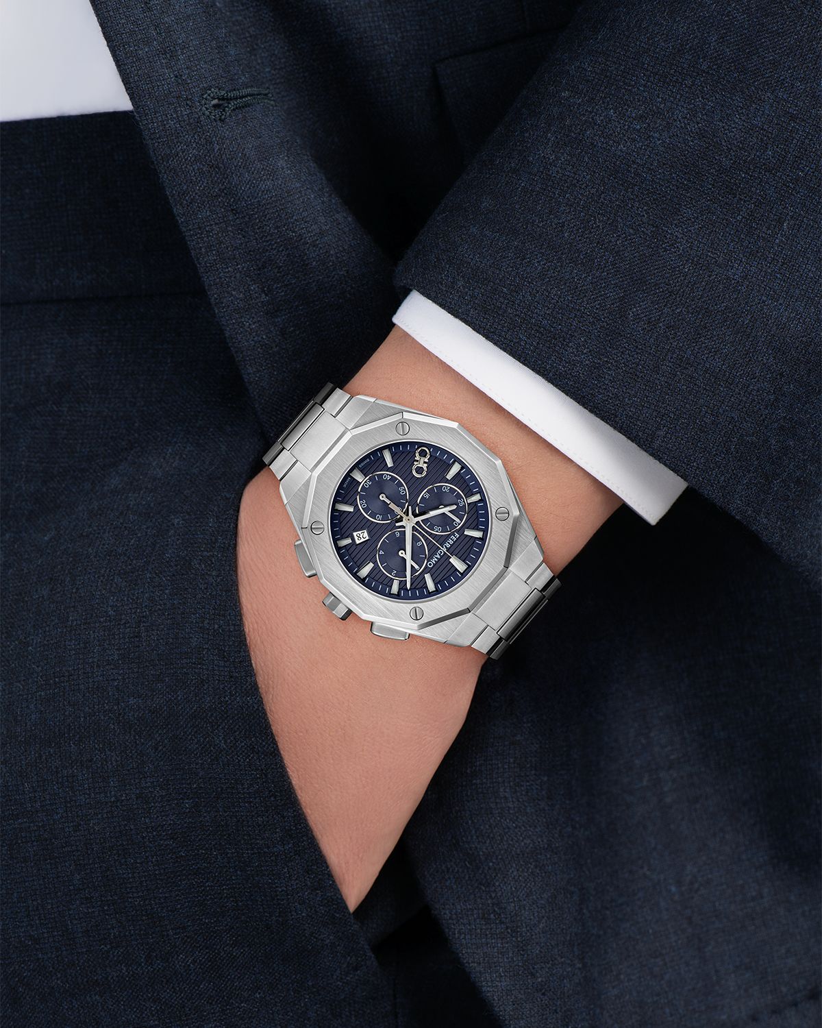 Ferragamo Men 's Edge Chrono 42mm Stainless Steel Bracelet Watch