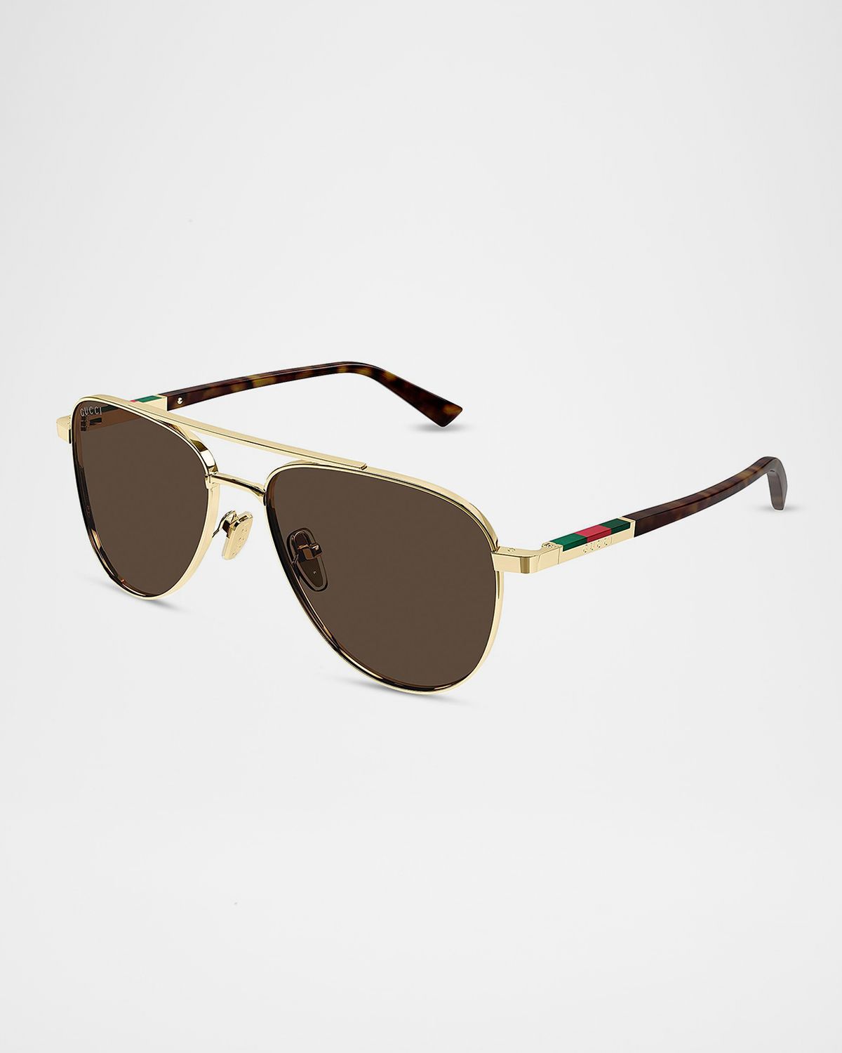 Gucci Men 's Subtle Web 56mm Metal/Acetate Aviator Sunglasses | Thumbnail 3