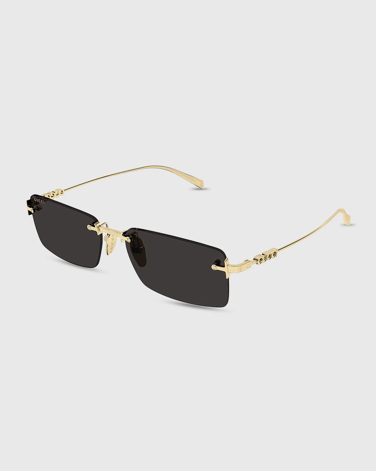 Gucci Block 56mm Rimless Rectangular Metal Sunglasses