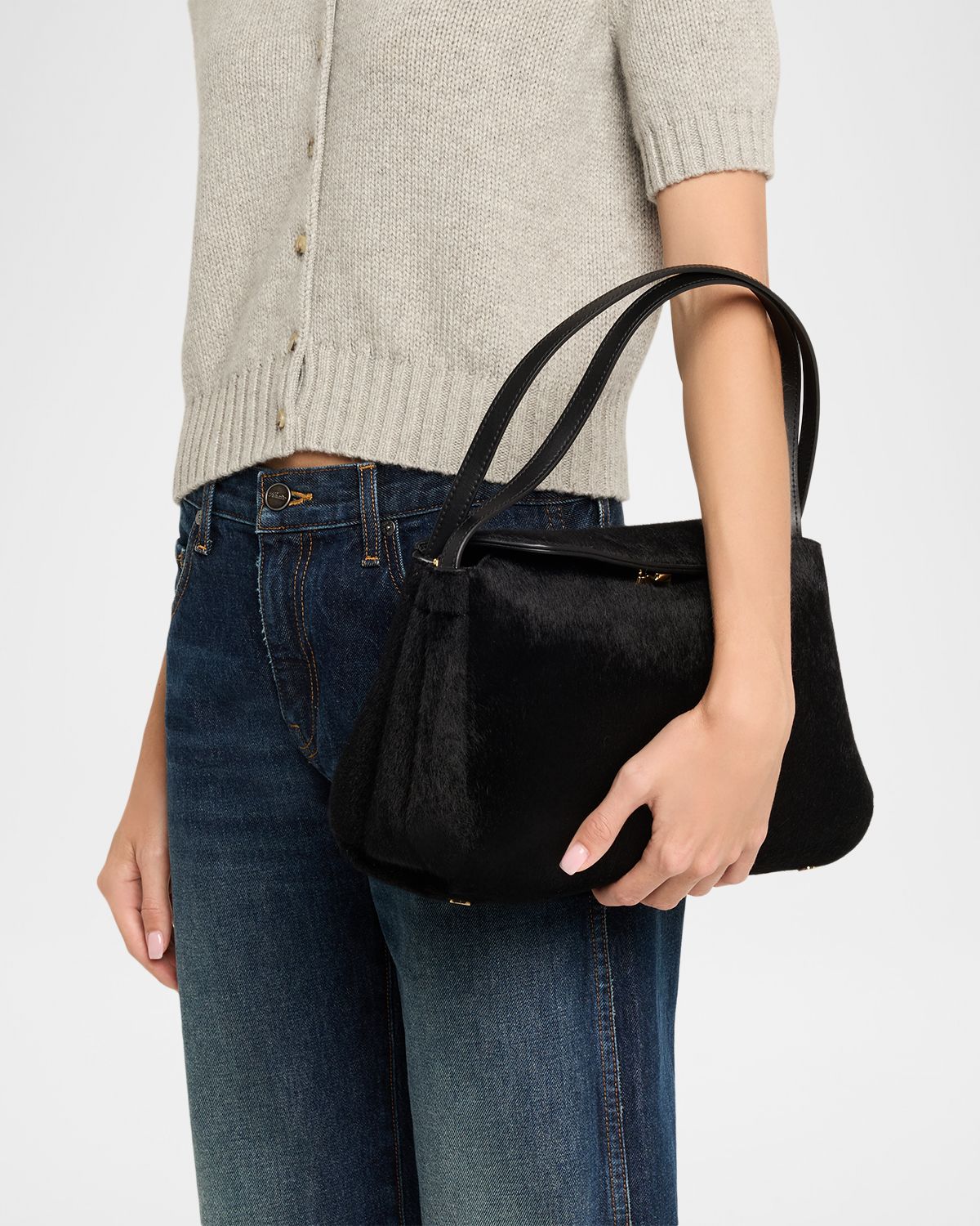 THEMOIRE Eudora Vegan Pony Hair Shoulder Bag