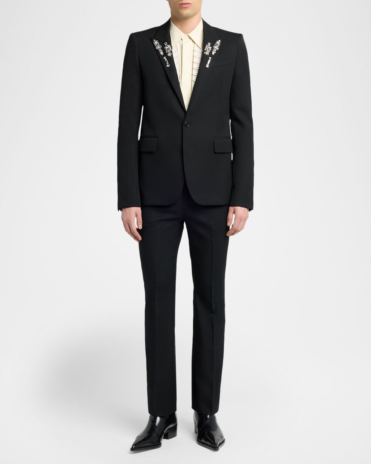 McQueen Men 's Crystal-Embellished Peak Lapel Sport Coat | Thumbnail 7 McQueen Men 's Crystal-Embellished Peak Lapel Sport Coat | Thumbnail 7
