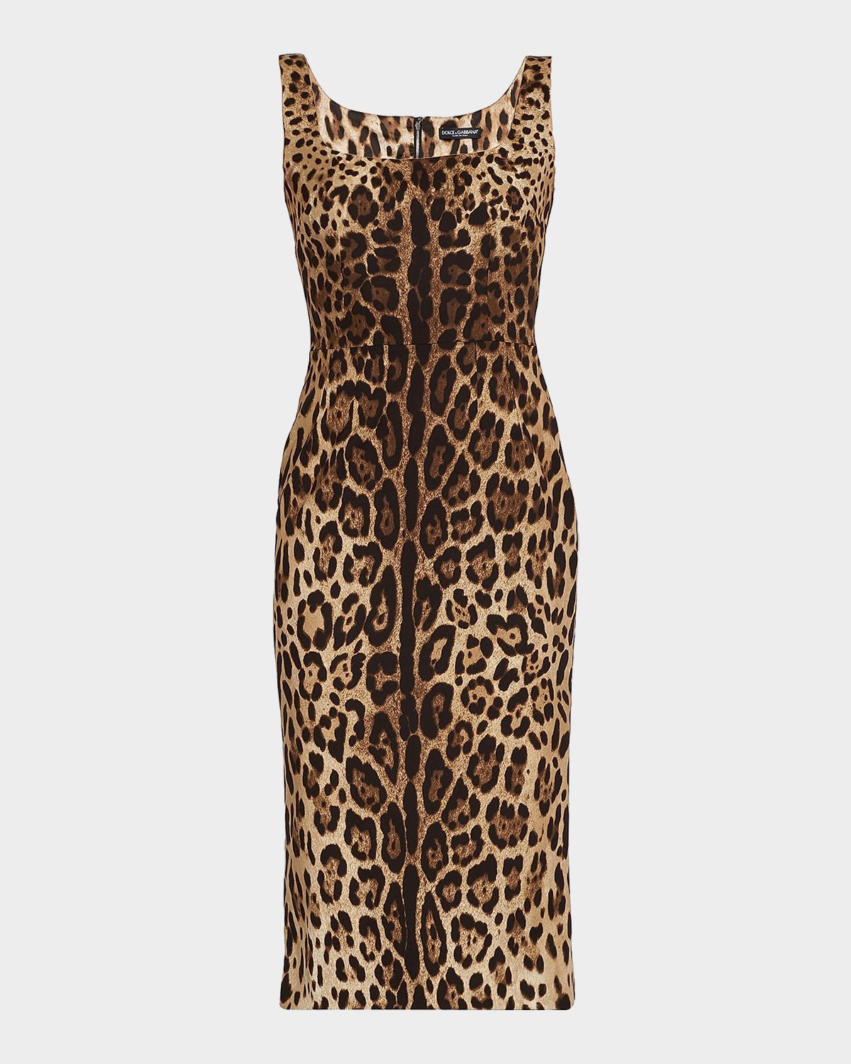 Dolce & Gabbana Leopard-Print Silk Sleeveless Midi Dress