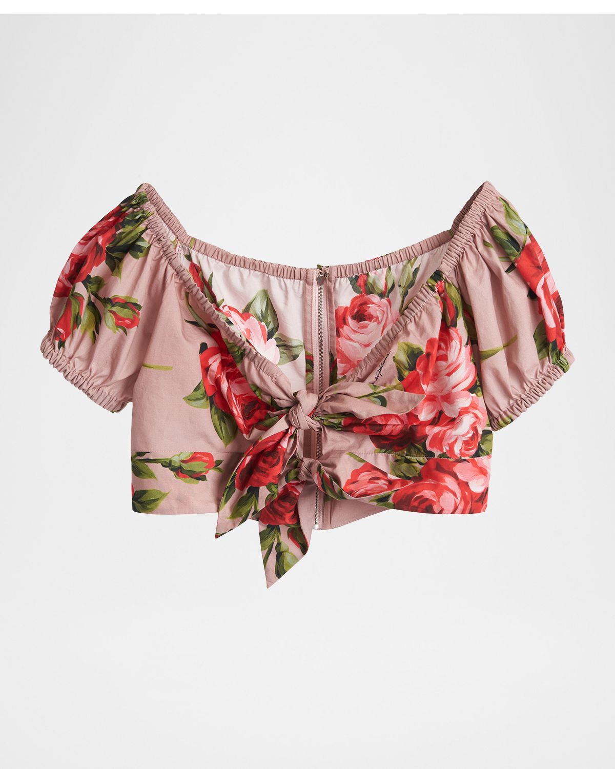 Dolce & Gabbana Off-the-Shoulder Floral Cotton Crop Top