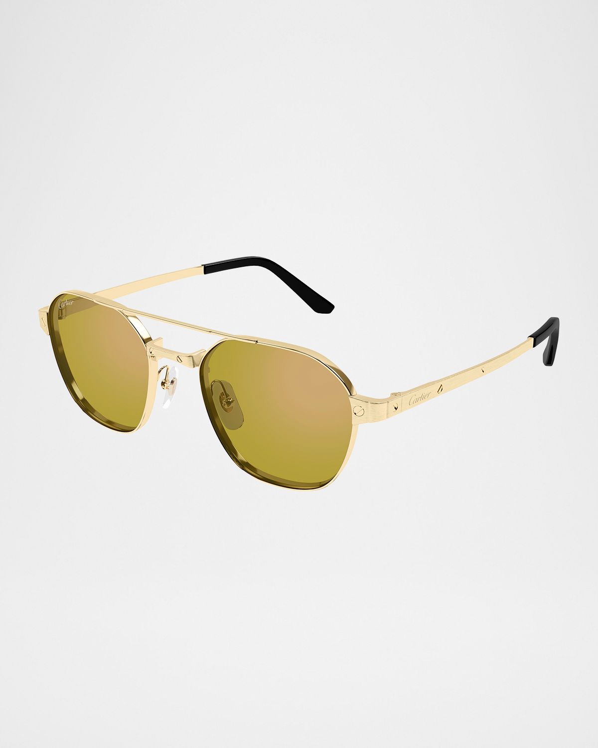 Cartier Men 's Double-Bridge Metal Aviator Sunglasses | Thumbnail 3