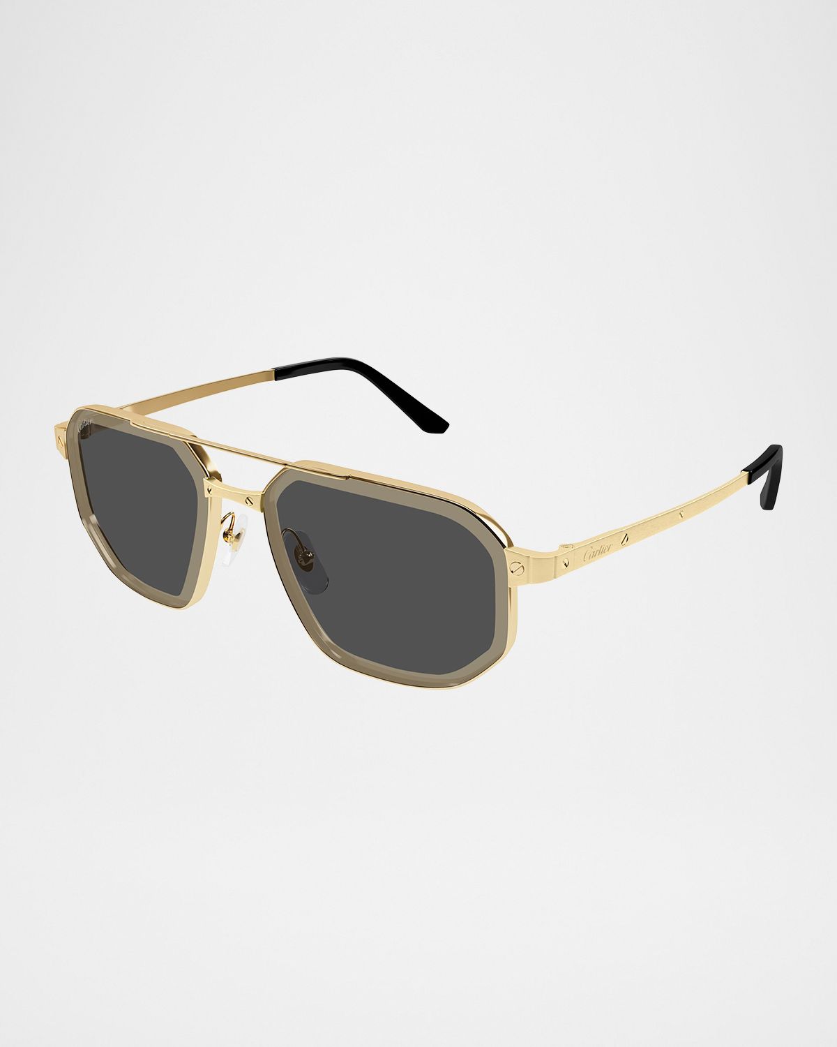 Cartier Men 's Double-Bridge Titanium Aviator Sunglasses | Thumbnail 3
