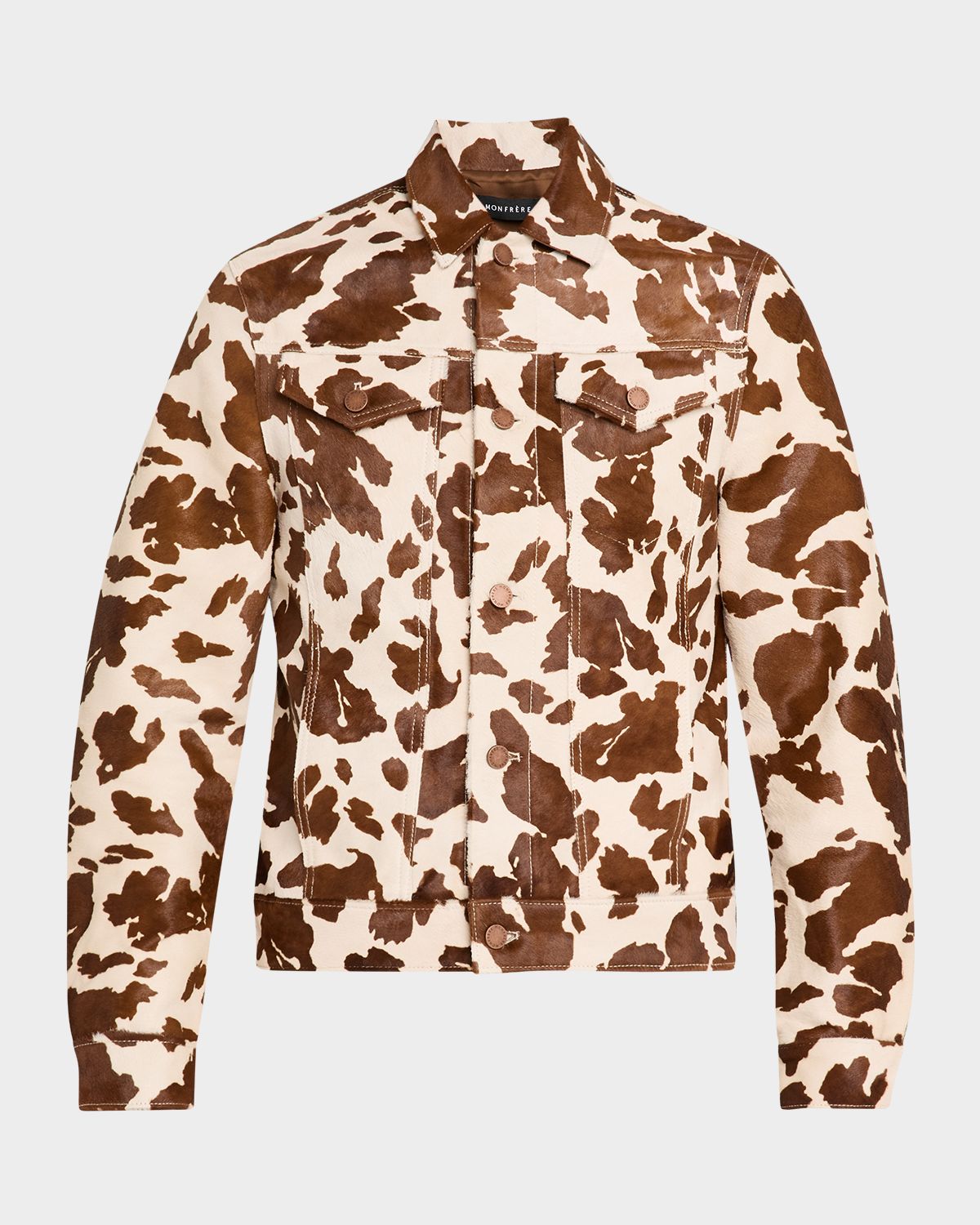 monfrere Men 's Dean Cowhide-Effect Leather Trucker Jacket