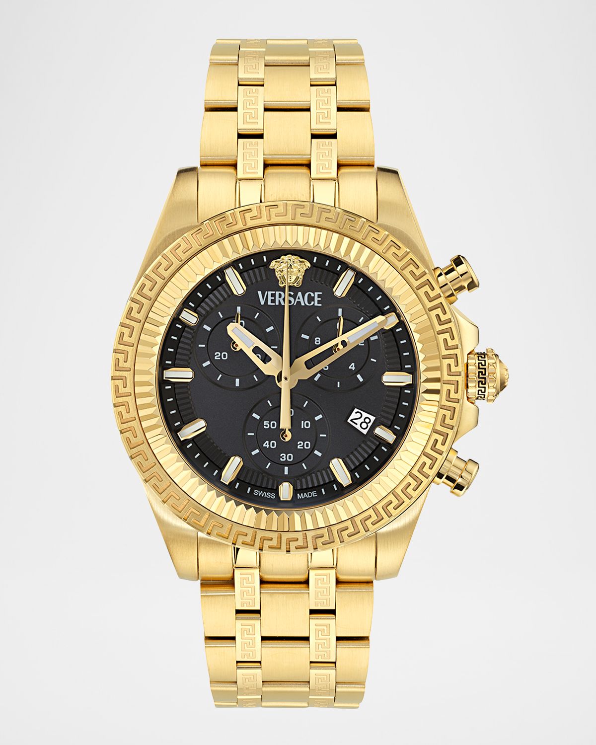 Versace Men 's 43mm IP Yellow Gold Chronograph Bracelet Watch