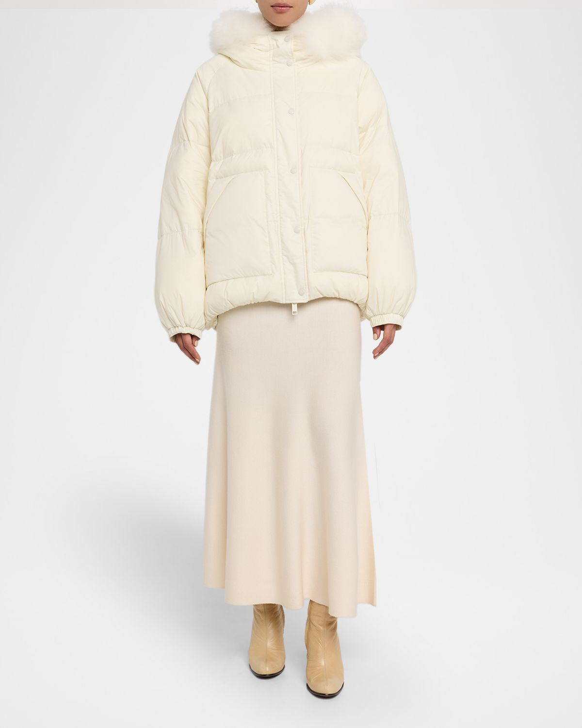 Yves Salomon Short Down Jacket with Removable Fur Trim | Thumbnail 5